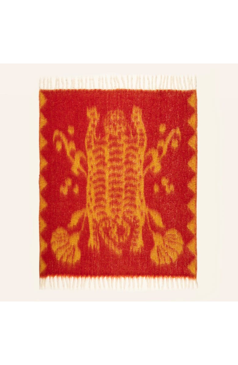 Zsa Zsa Zsu Ropar Fringed Jacquard Acrylic Wool Throw 51X71 In Maximalist, Alternate, color, Red