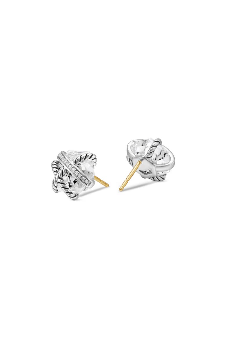 Cable Wrap Earrings with Semiprecious Stones & Diamonds, Alternate, color, CRYSTAL