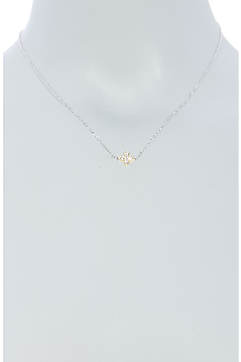 Two-Tone Simulated Diamond Maltese Cross Pendant Necklace, Alternate, color, WHITE