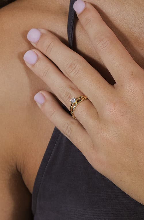 Sterling Forever Nicola Set Of 2 Cubic Zirconia Molten Band Rings In Gold