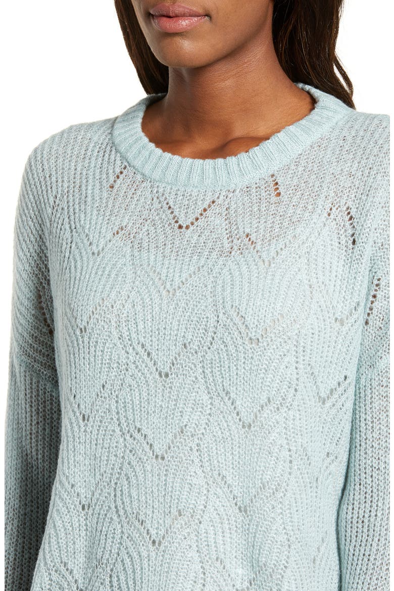 Pointelle Stitch Sweater, Alternate, color, BLUE CLOUD