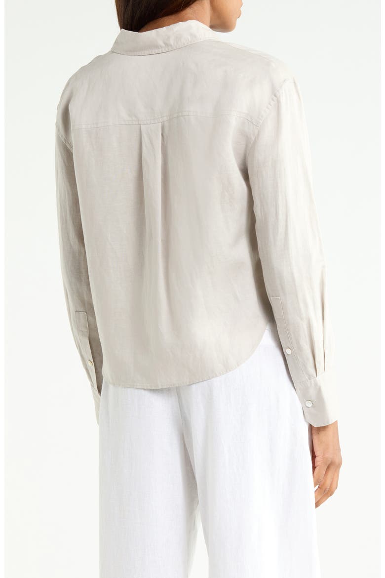 Linen Blend Boyfriend Shirt, Alternate, color, STONEWARE