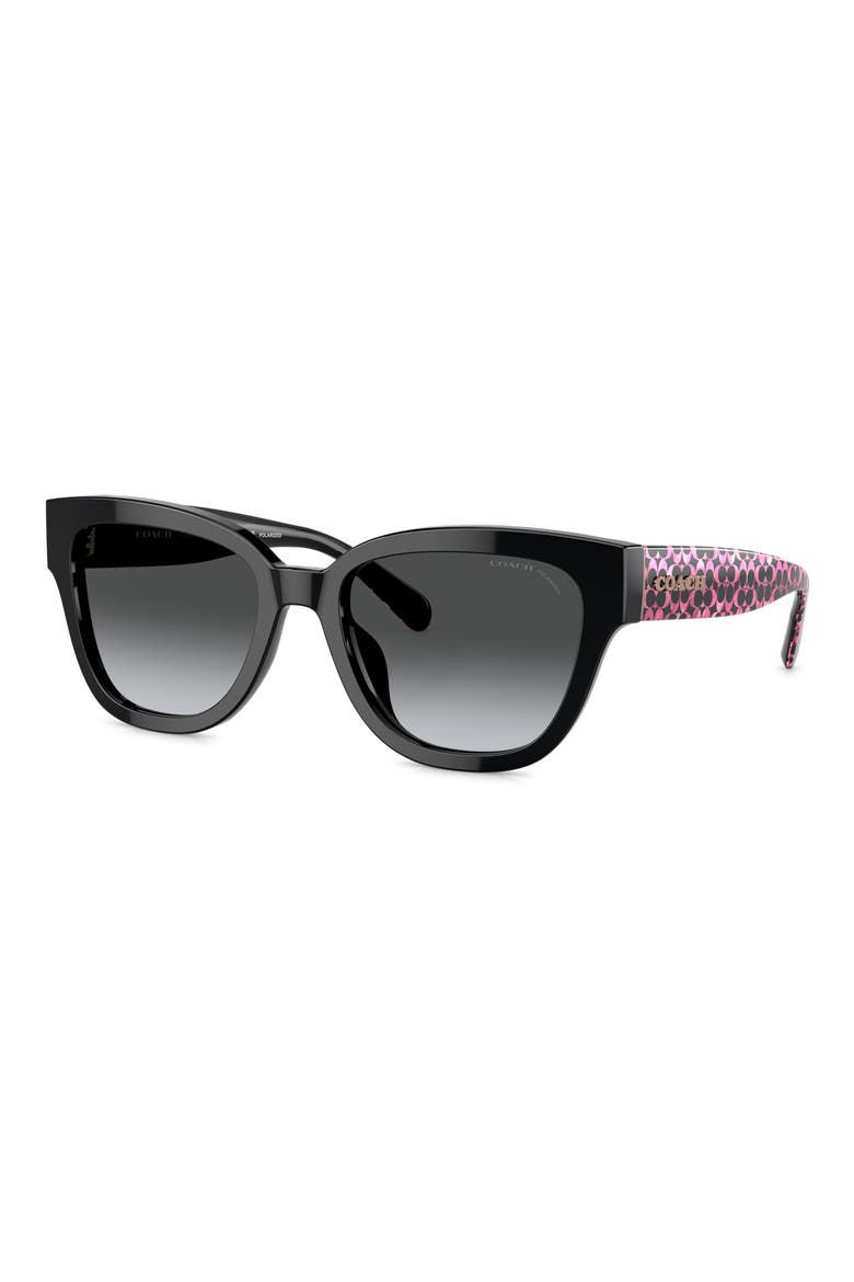 54mm Gradient Polarized Butterfly Sunglasses, Alternate, color, BLACK