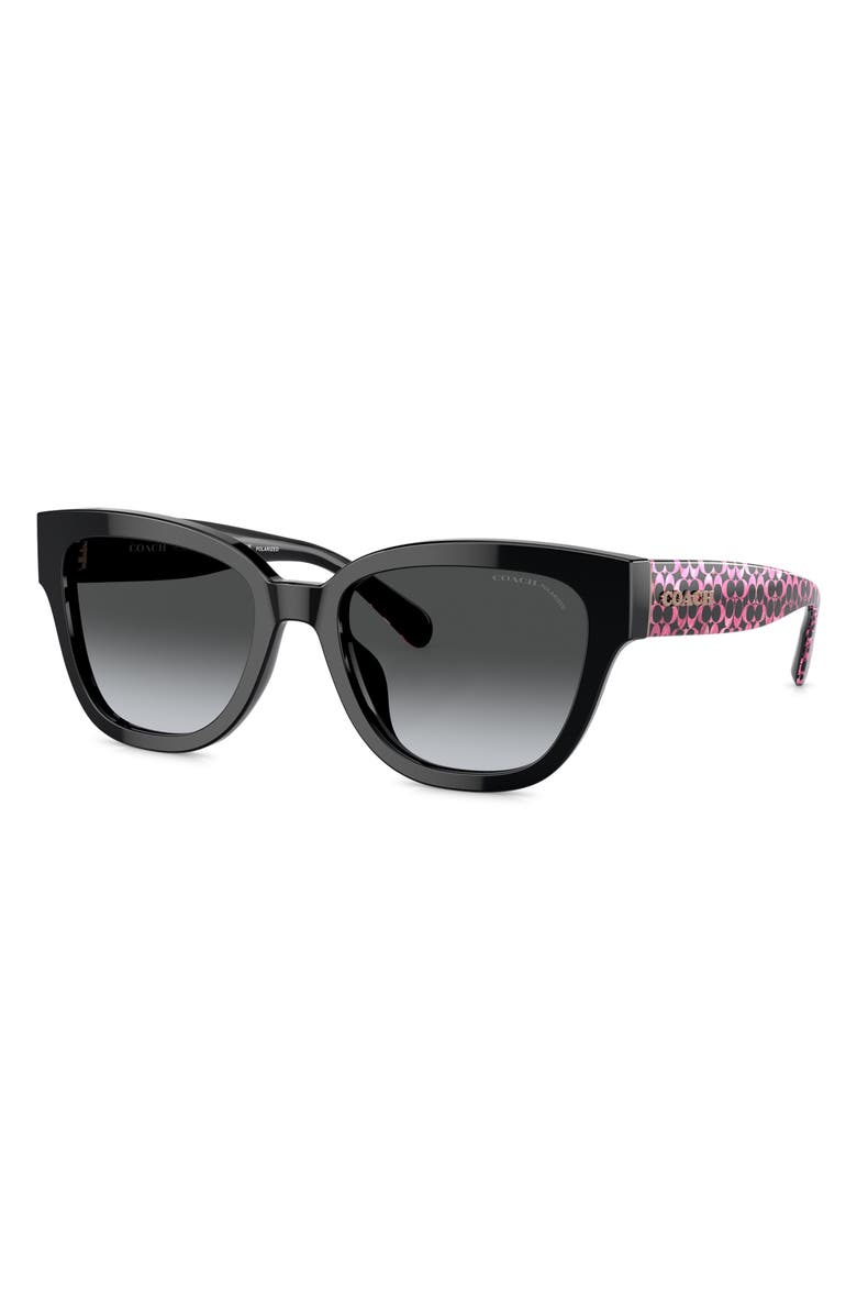 COACH 54mm Gradient Polarized Butterfly Sunglasses, Alternate, color, Black