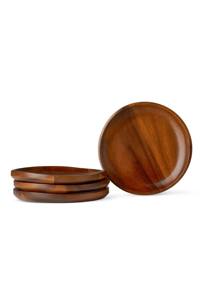 Billow Set of 4 Appetizer Plates, Main, color, BROWN