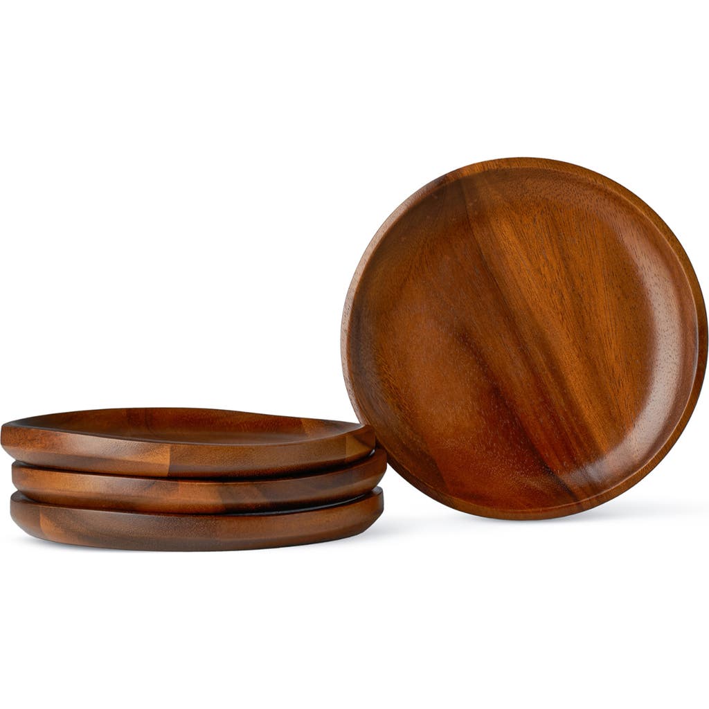 Nambe Nambé Billow Set Of 4 Appetizer Plates In Brown