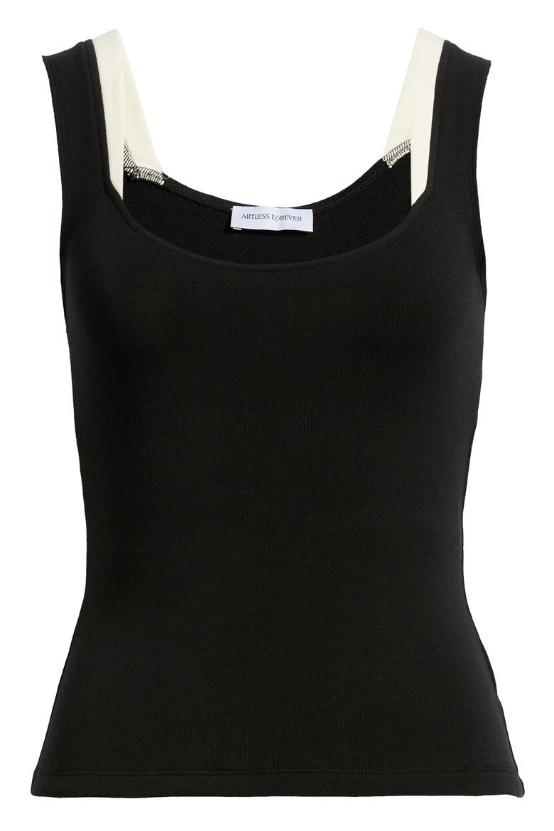 Iris Layered Scoop Neck Tank, Alternate, color, BLACK WHITE