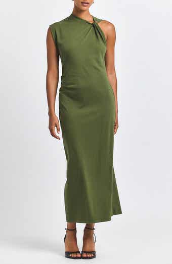 Evelise Embelllished Twist One-Shoulder Cotton Dress