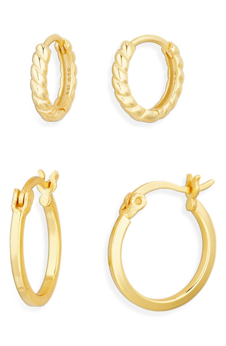 ARGENTO VIVO Set of 2 Assorted Hoop Earrings, Main, color, Gold