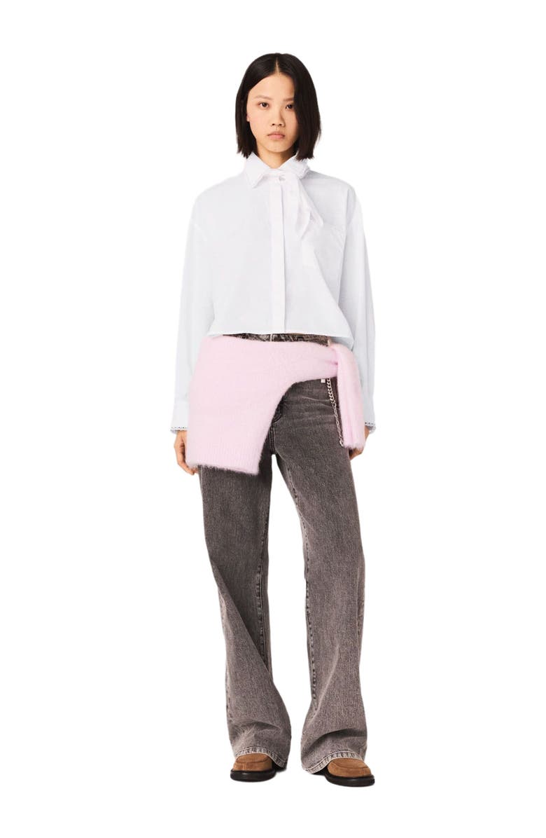 maje Crochet collar shirt, Main, color, White