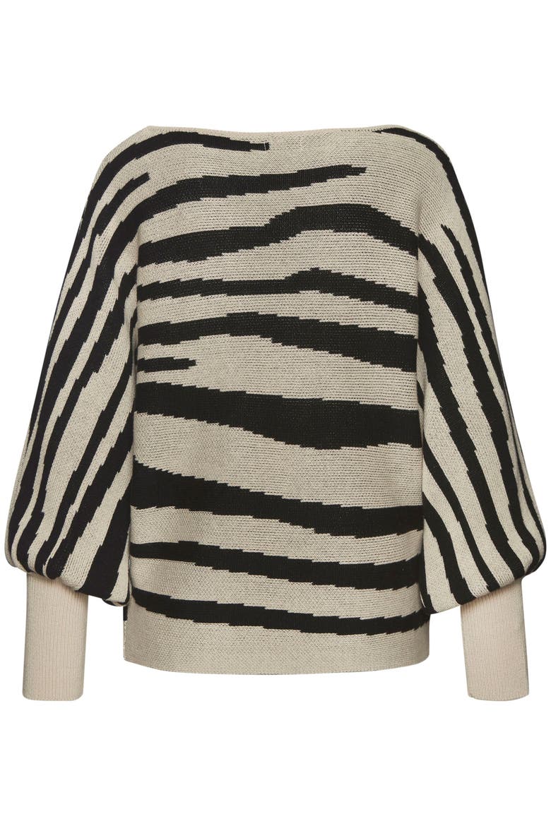 Bishop Sleeve Zebra Sweater, Alternate, color, Beige & Black