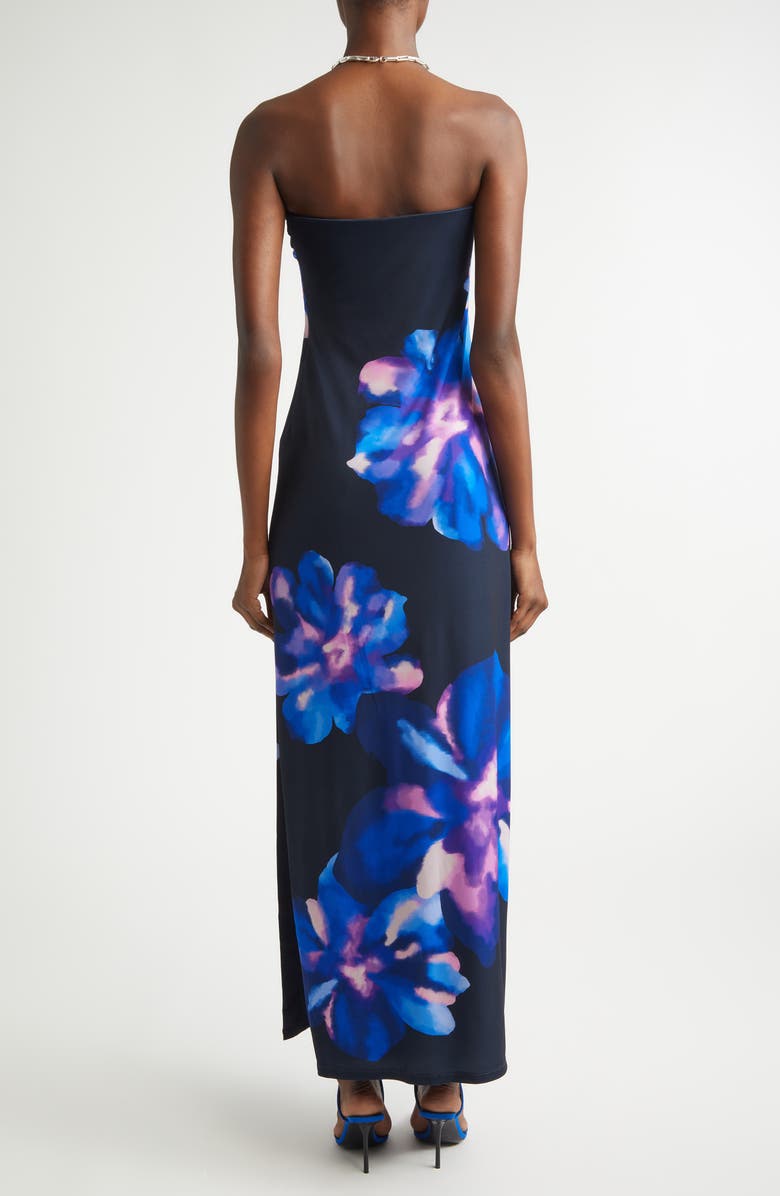 Ramy Brook Nora Floral Strapless Maxi Dress, Alternate, color, Navy Floral Jersey