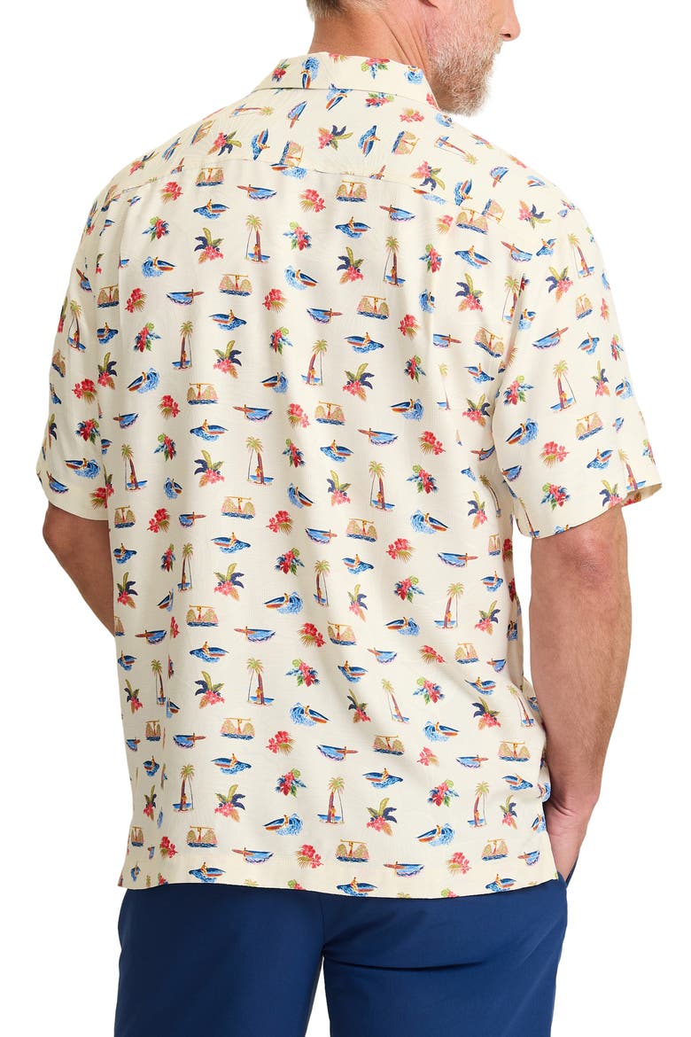 Wave Cruiser Silk Camp Shirt, Alternate, color, CONTINENTAL