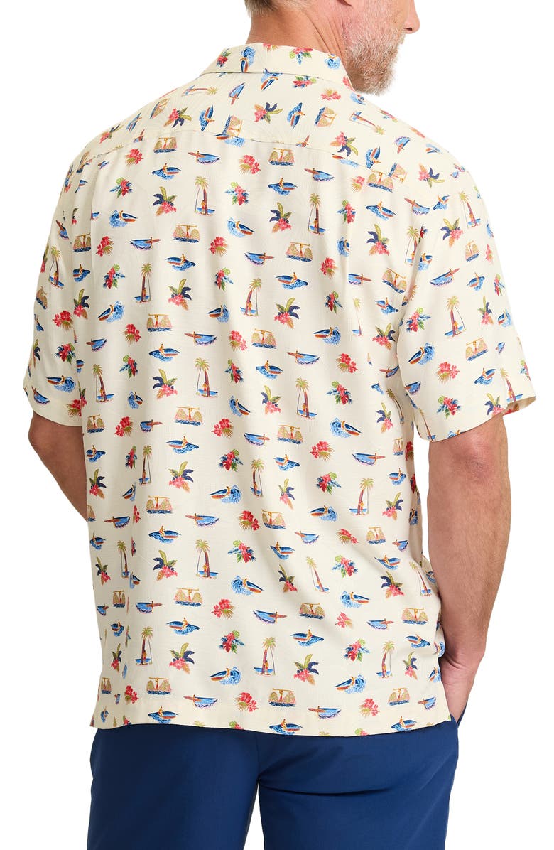 Tommy Bahama Wave Cruiser Silk Camp Shirt, Alternate, color, Continental