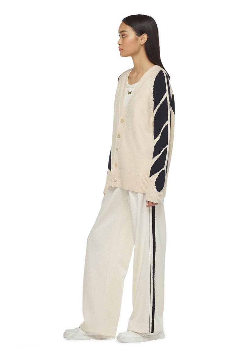 Intarsia Laurel Cardigan, Alternate, color, white