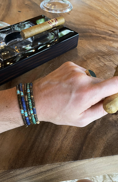 Nialaya Heishi Beaded Wristband In Green