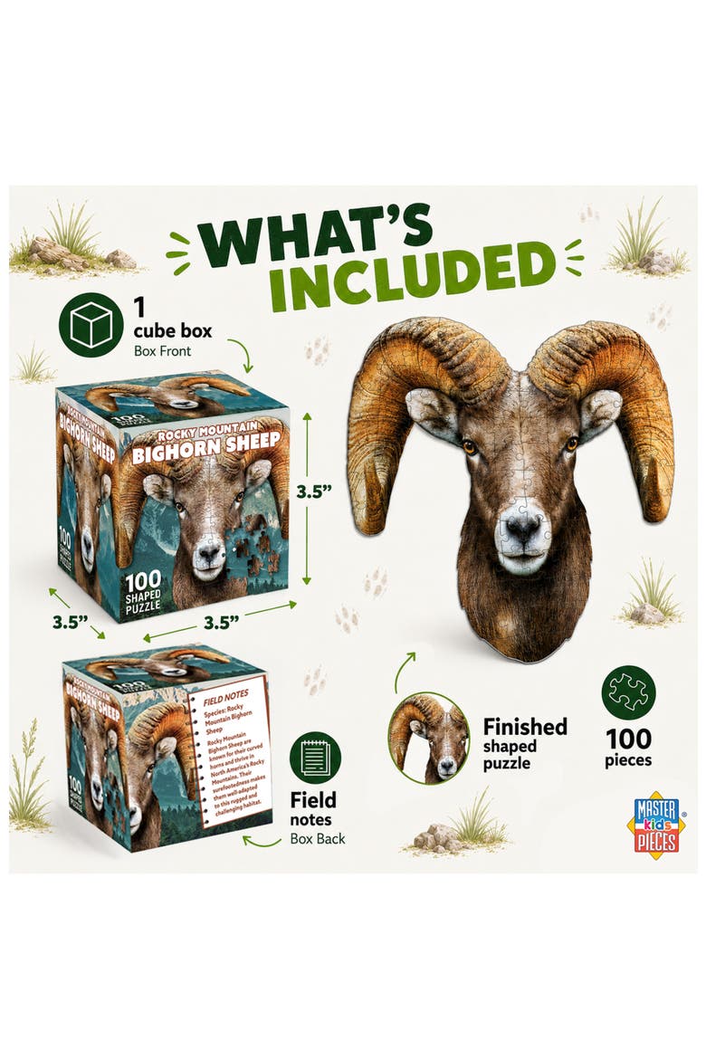Bighorn Sheep 100 Piece Shaped Puzzle, Alternate, color, Multicolor