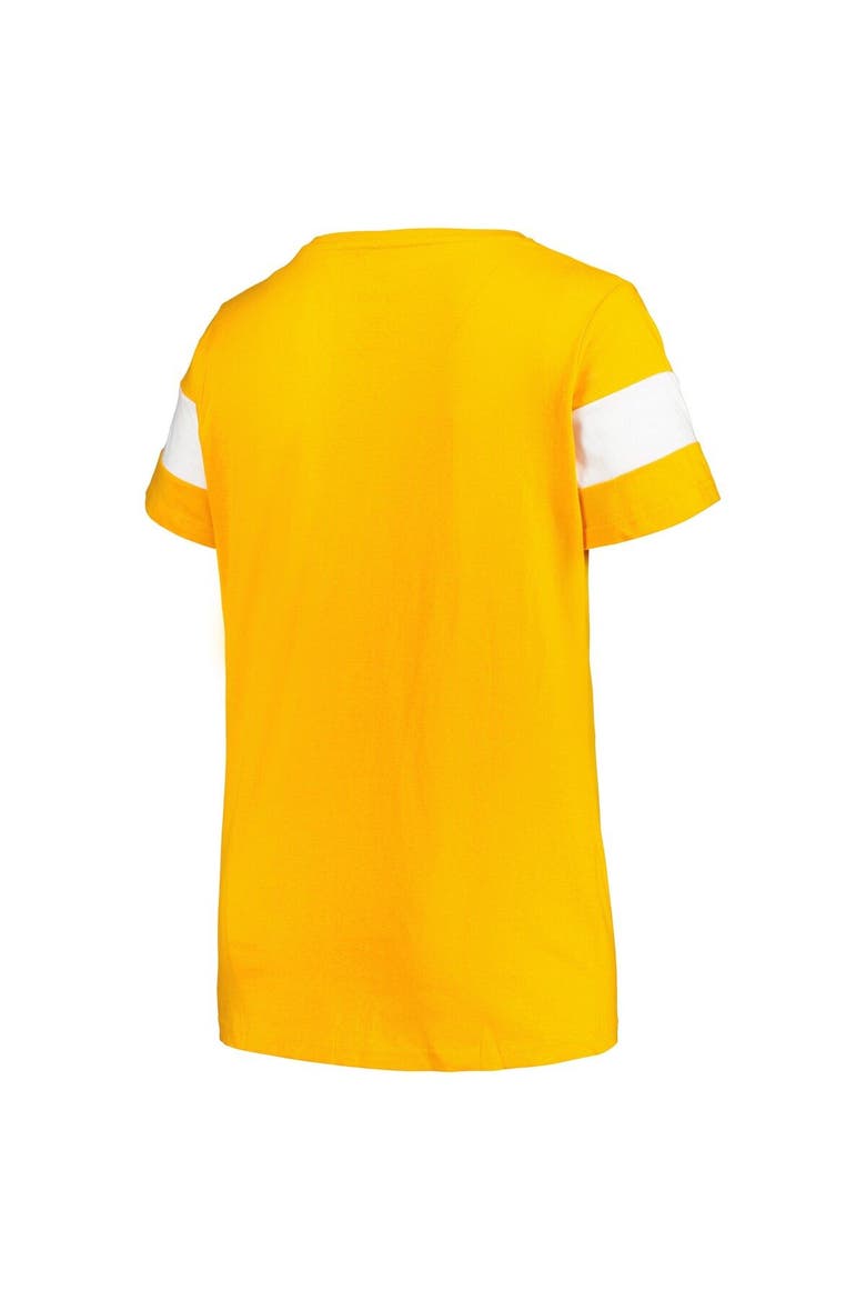 Women's Profile Heather Tennessee Orange Tennessee Volunteers Plus Size Arched City Sleeve Stripe V-Neck T-Shirt, Alternate, color, Tennessee Orange