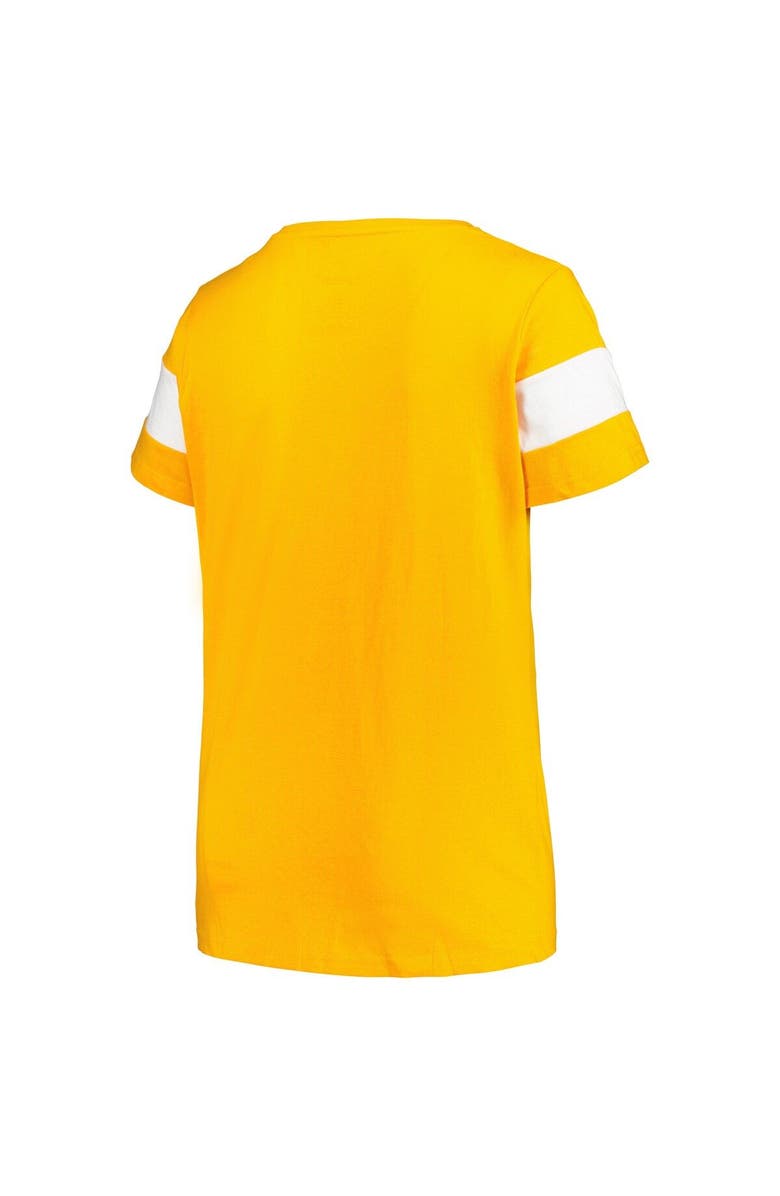 PROFILE Women's Profile Heather Tennessee Orange Tennessee Volunteers Plus Size Arched City Sleeve Stripe V-Neck T-Shirt, Alternate, color, Tennessee Orange