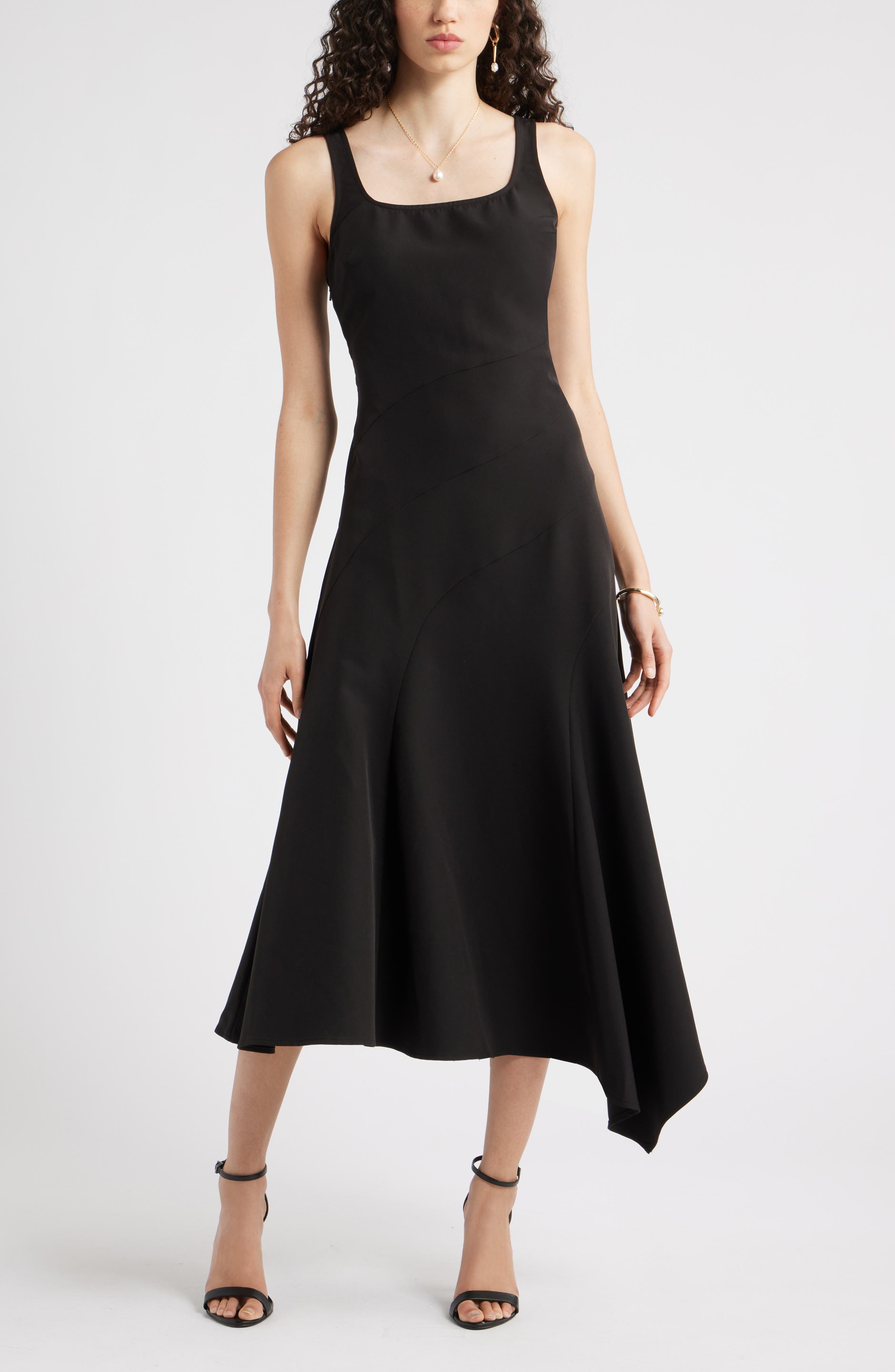 Chelsea28 Seam Detail Asymmetric Midi Dress