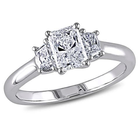 Diamond 3-Stone Engagement Ring 14k White Gold