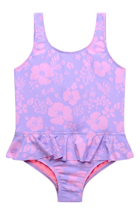 Kids' Hibiscus Textured One-Piece Swimsuit (Toddler & Little Kid)