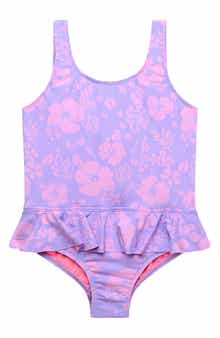 Beach Lingo Kids' Hibiscus Textured One-Piece Swimsuit