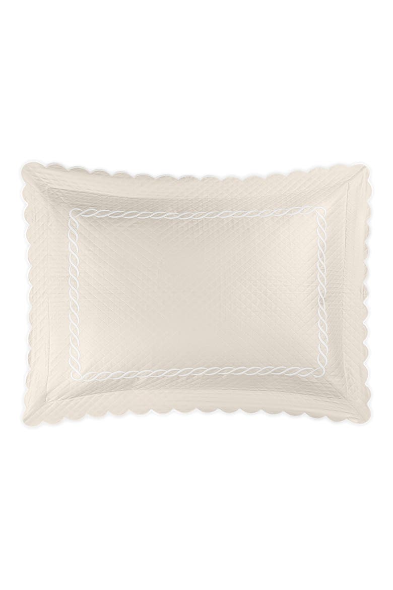 Classic Chain Scallop Matelassé Pillow Sham, Main, color, IVORY/ WHITE
