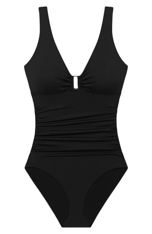 Ralph Lauren Lauren  Ring Underwire One-piece Swimsuit In Black