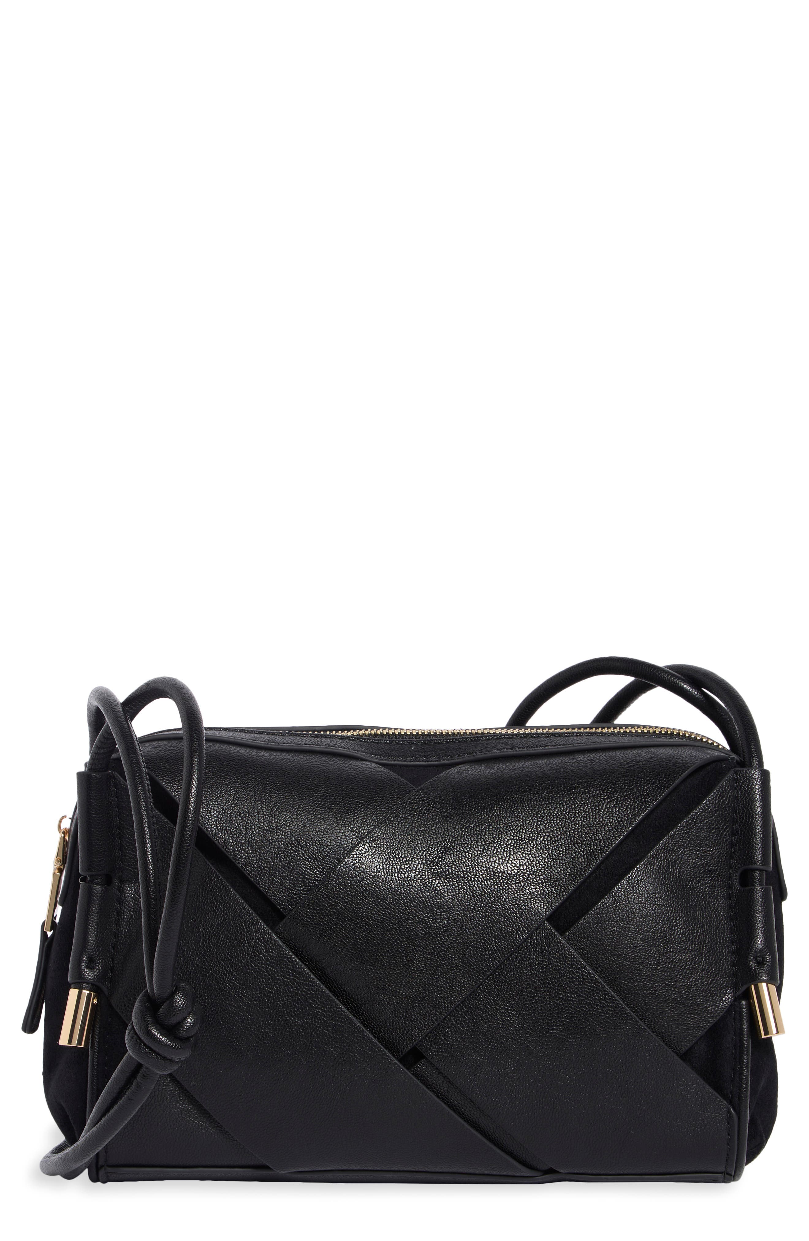 Ayla Faux Leather Crossbody Bag, Main, color, BLACK