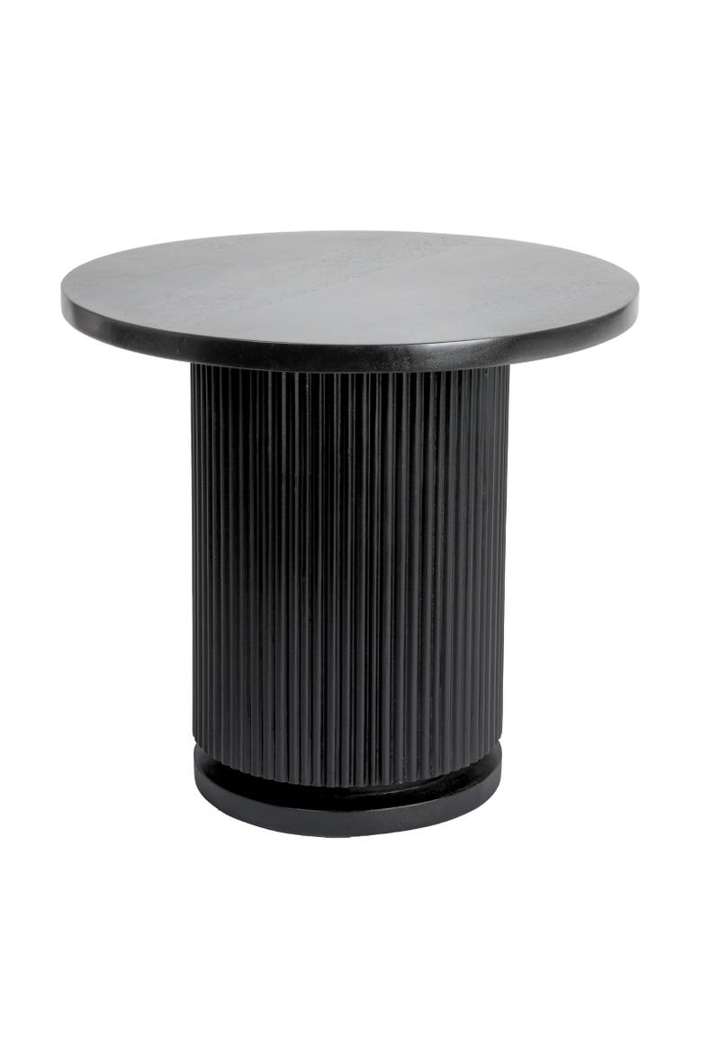 Round Pedestal Side Table with Ribbed Base, Main, color, Black