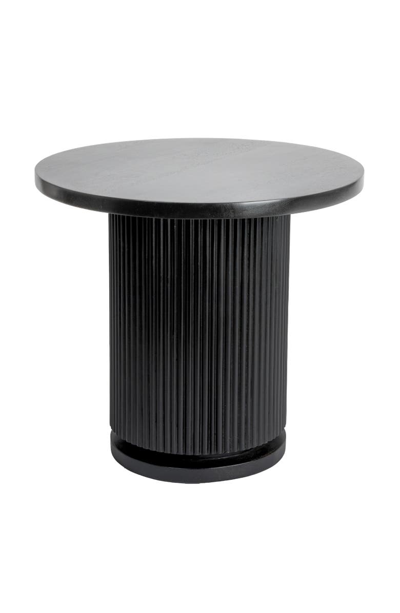 Olive Grove Round Pedestal Side Table with Ribbed Base, Main, color, Black