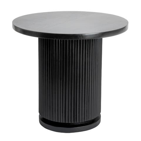 Round Pedestal Side Table with Ribbed Base