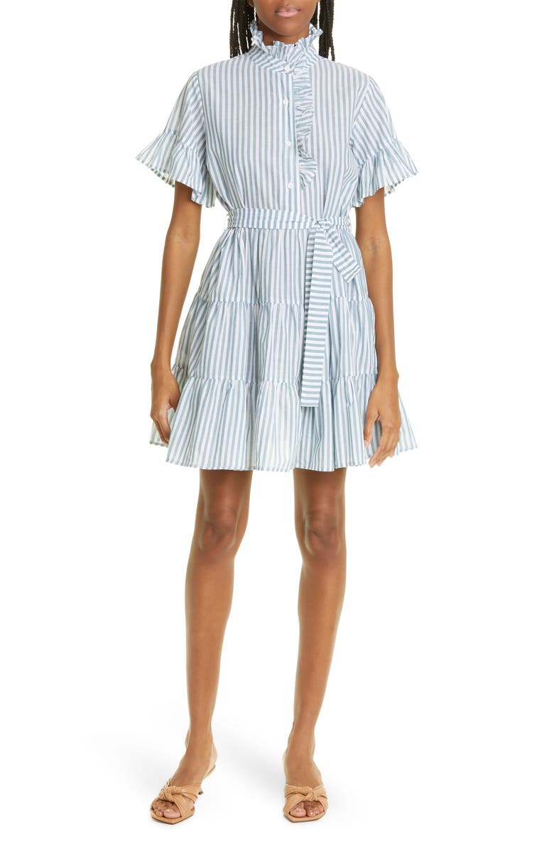 MILLE Violetta Ruffle Tie Waist Dress, Main, color, 