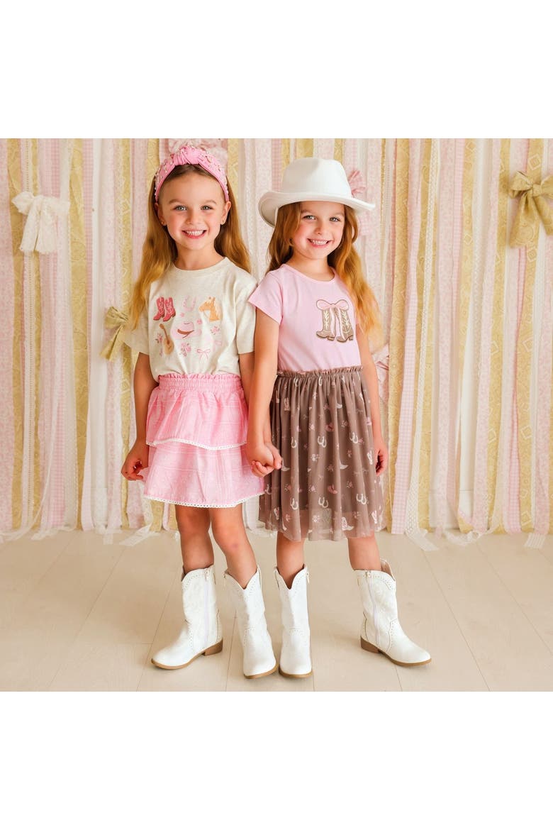 Howdy Darling Western Short Sleeve Tutu Dress, Alternate, color, Soft Pink
