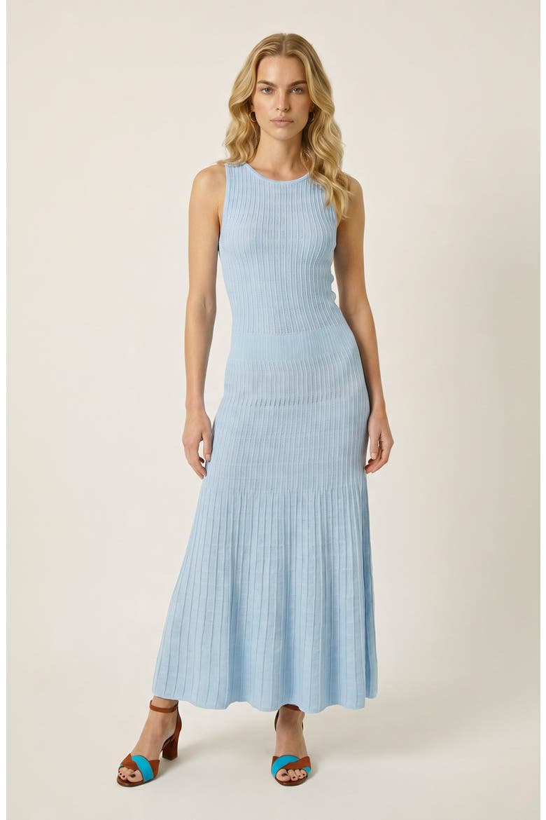 Ribbed Knit Sleeveless Midi Dress, Main, color, Blue