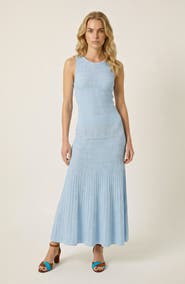 Modenaire Ribbed Knit Sleeveless Midi Dress