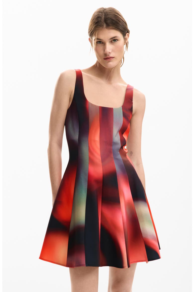 Sleeveless Fit & Flare Minidress, Alternate, color, BLACK
