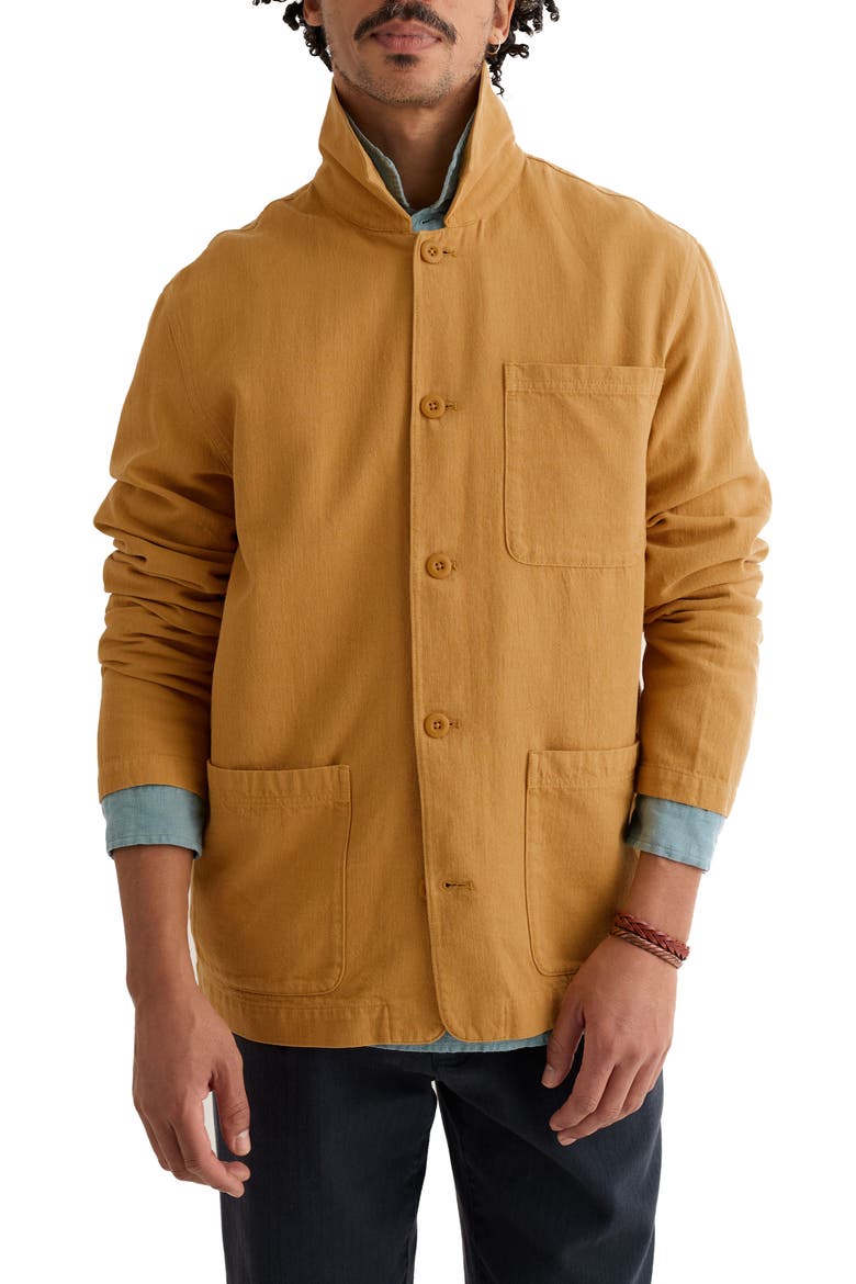Well Wright Organic Cotton & Linen Shirt Jacket, Main, color, MUSTARD SEED