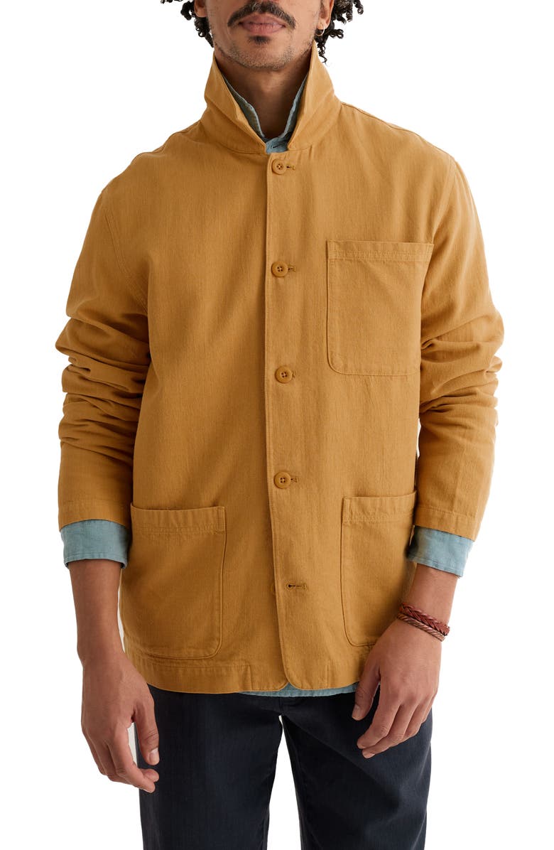 Seasalt Cornwall Well Wright Organic Cotton & Linen Shirt Jacket, Main, color, Mustard Seed
