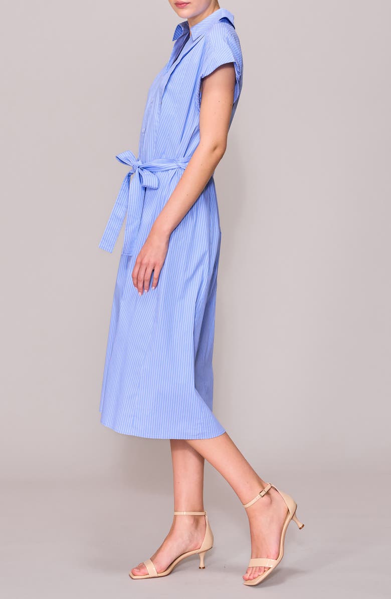 MELLODAY Cap Sleeve Shirtdress, Alternate, color, Blue/ Ivory Stripe