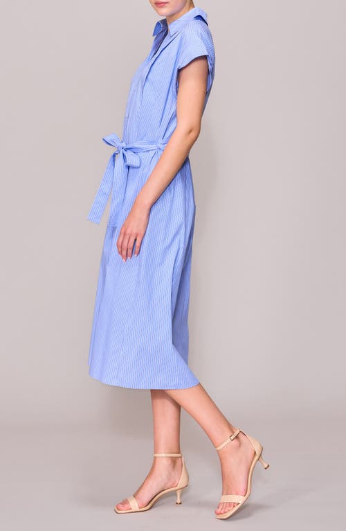 Melloday Cap Sleeve Shirtdress In Blue