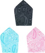 Trafalgar Sobee Collection 12-inch Silk Pocket Square Trio 3 Pack