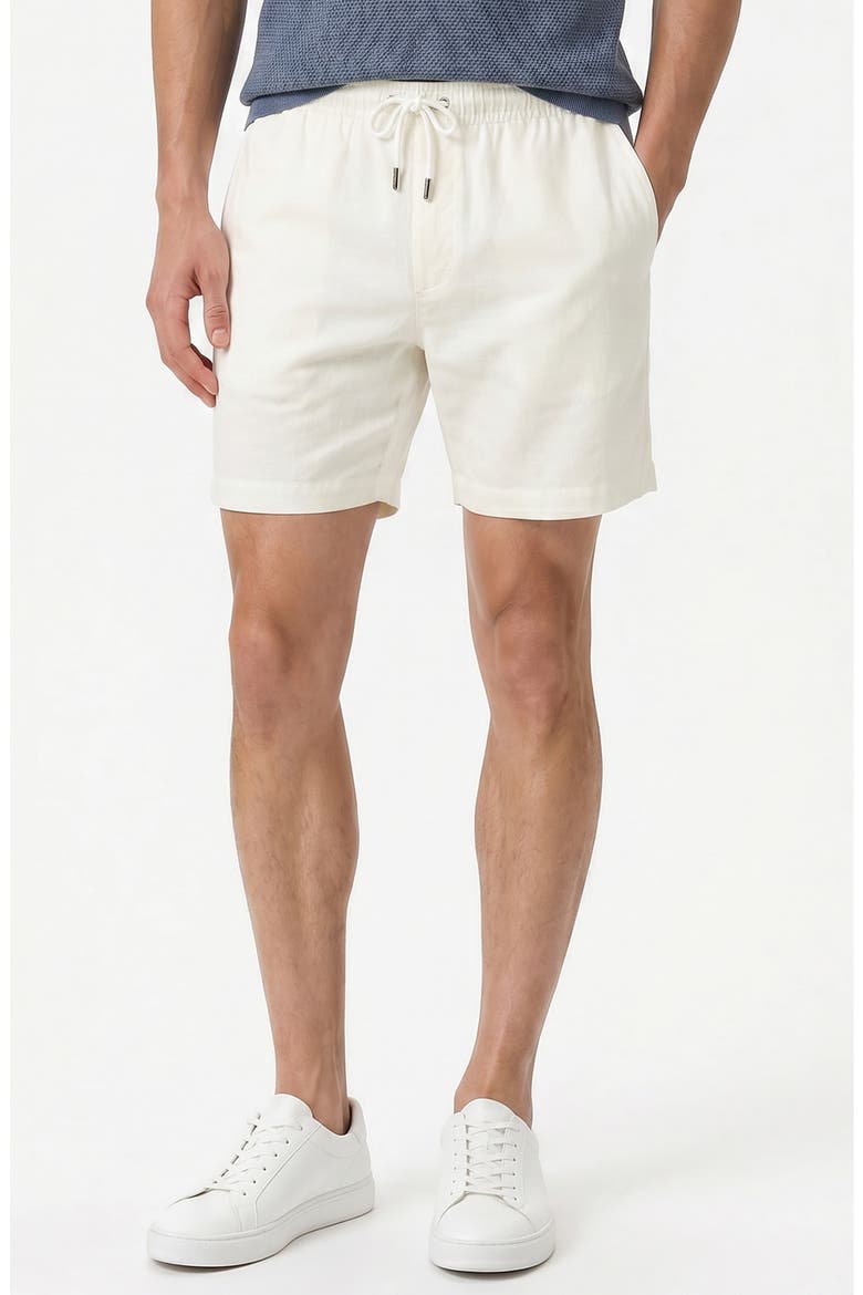 Stretch Linen Blend Pull-On Shorts, Main, color, WHITE