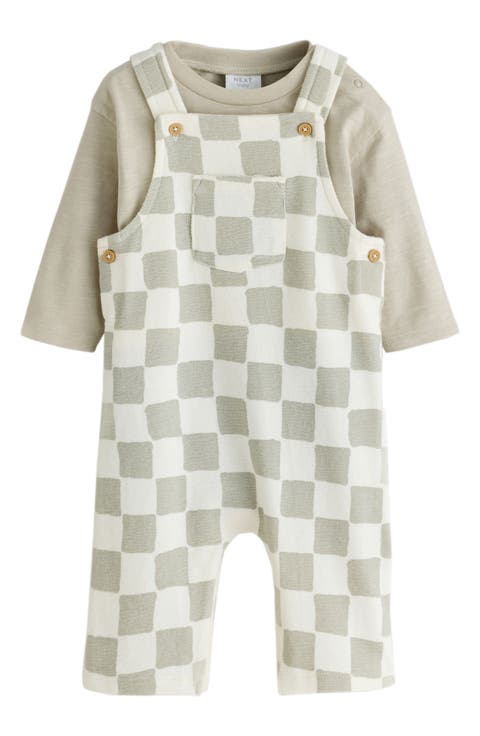 Kids' Checkerboard Dungaree & Bodysuit Set