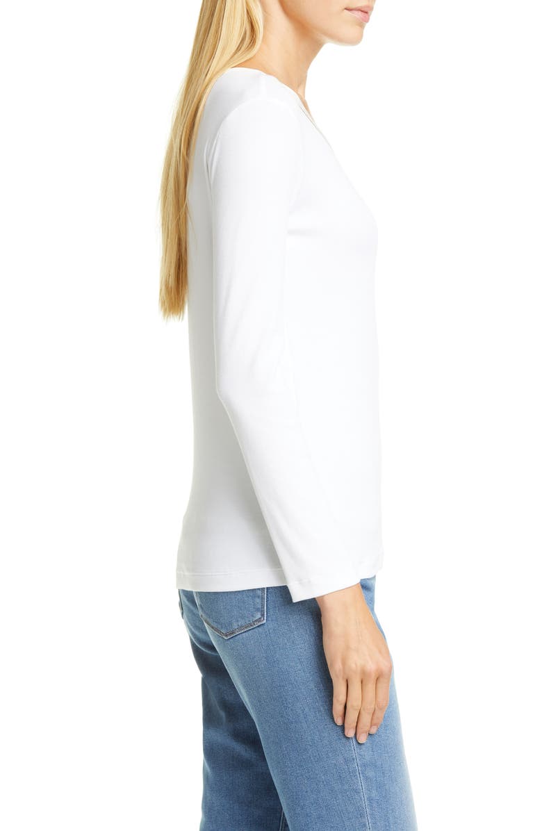 Fabiana Filippi Bead Trim V-Neck Cotton Blend Tee, Alternate, color,