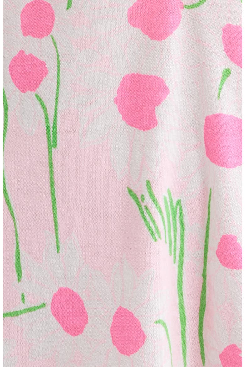 Bingley Drop Waist Puff Shoulder Dress, Alternate, color, CONCH SHELL PINK SUNNY DAISIES