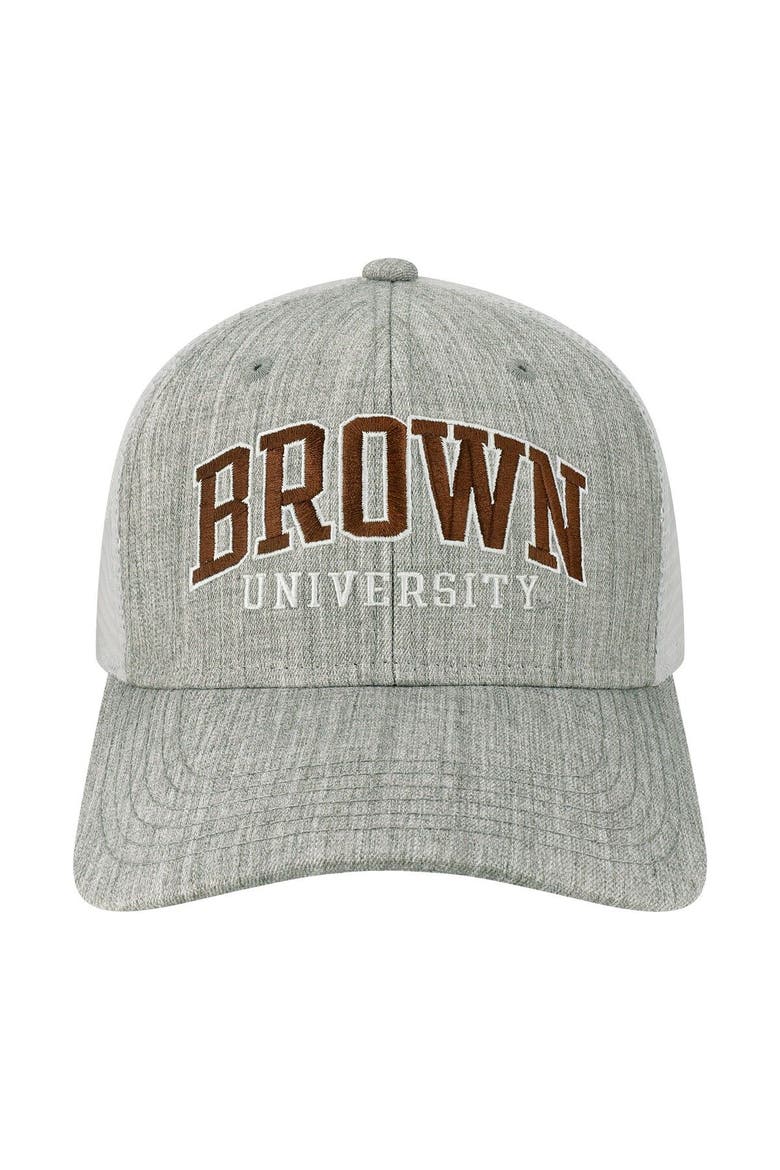 Men's Heather Gray/White Brown Bears Arch Trucker Snapback Hat, Alternate, color, Heather Gray