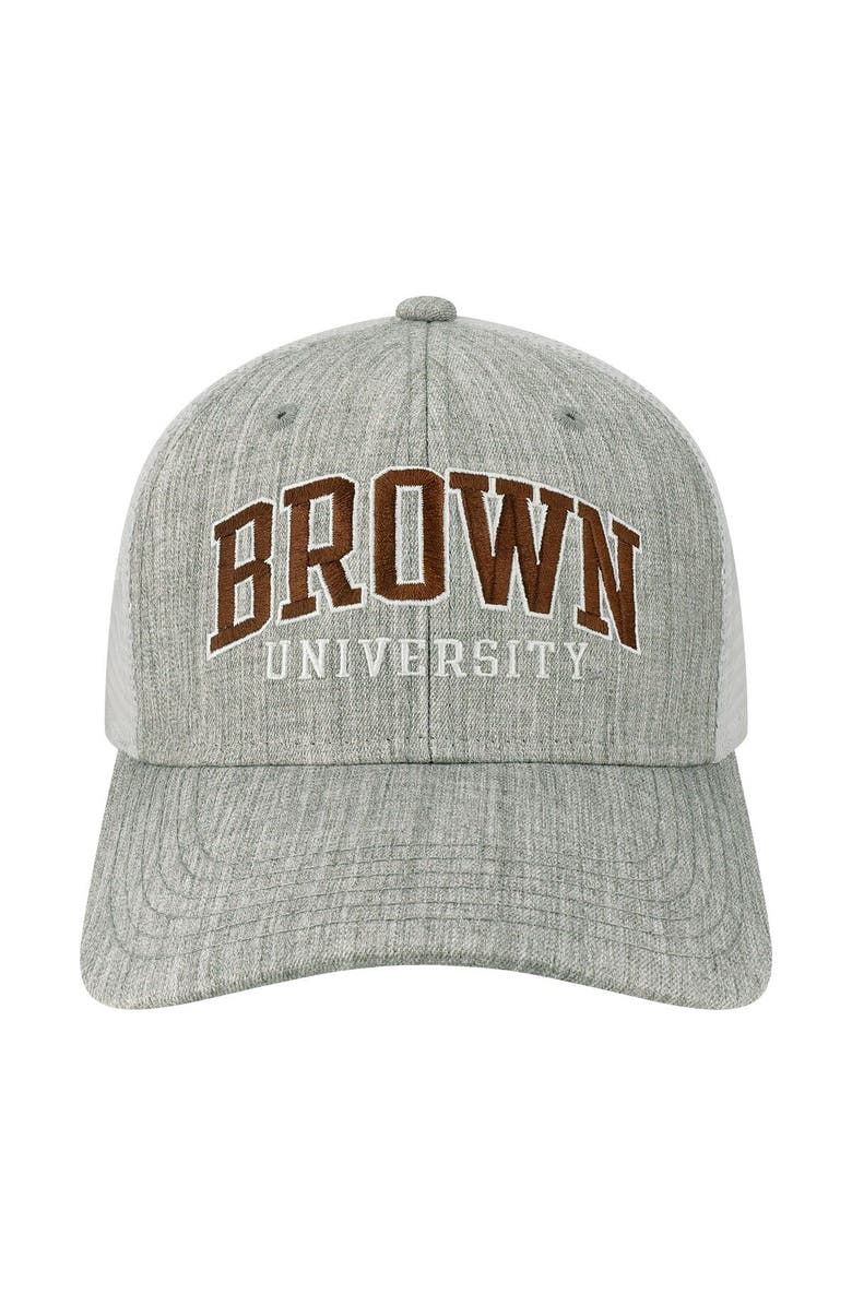 LEGACY ATHLETIC Men's Heather Gray/White Brown Bears Arch Trucker Snapback Hat, Alternate, color, Heather Gray