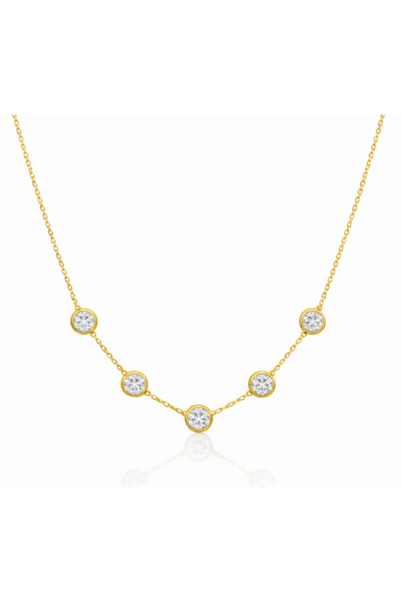 Crystal Bezel Station Necklace, Main, color, Gold
